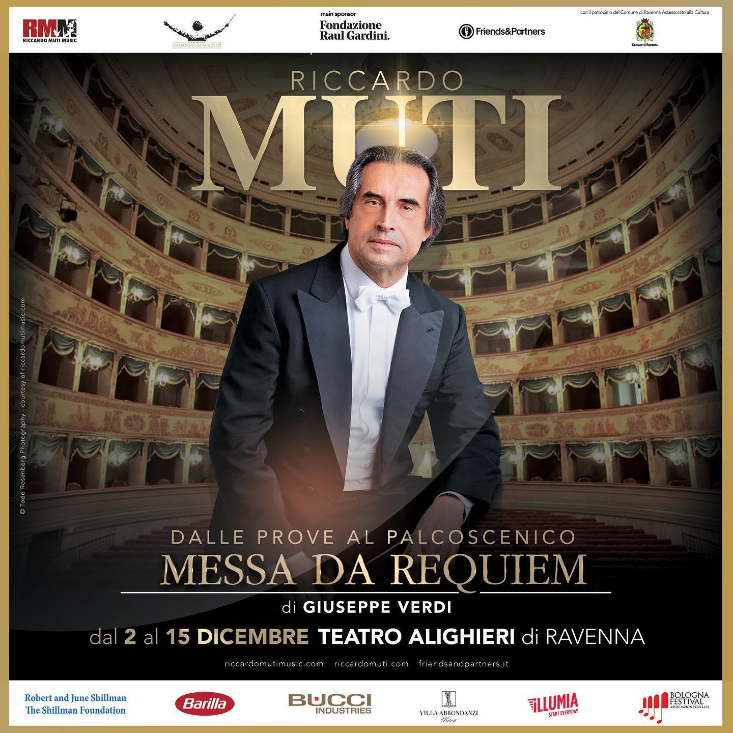 Riccardo Muti presenta e dirige la “Messa Da Requiem” di Giuseppe Verdi, dal 2 al 15 Dicembre al Teatro Alighieri di Ravenna