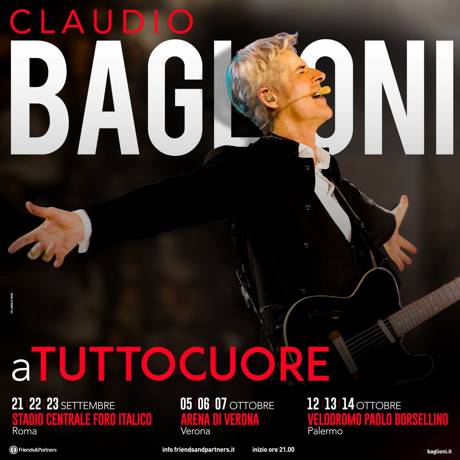 Claudio Baglioni  da settembre “aTuttoCuore”, 9 maxieventi allo Stadio Olimpico di Roma, Arena di Verona e Velodromo di Palermo!
