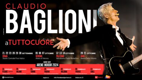 Claudio Baglioni: dopo i maxieventi live di Roma, Verona, Palermo e Bari, lo show “aTUTTOCUORE” entra nelle maggiori arene indoor (da gennaio 2024). Ecco le nuove date