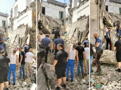 Crolla palazzina a Torre del Greco, tre persone estratte vive