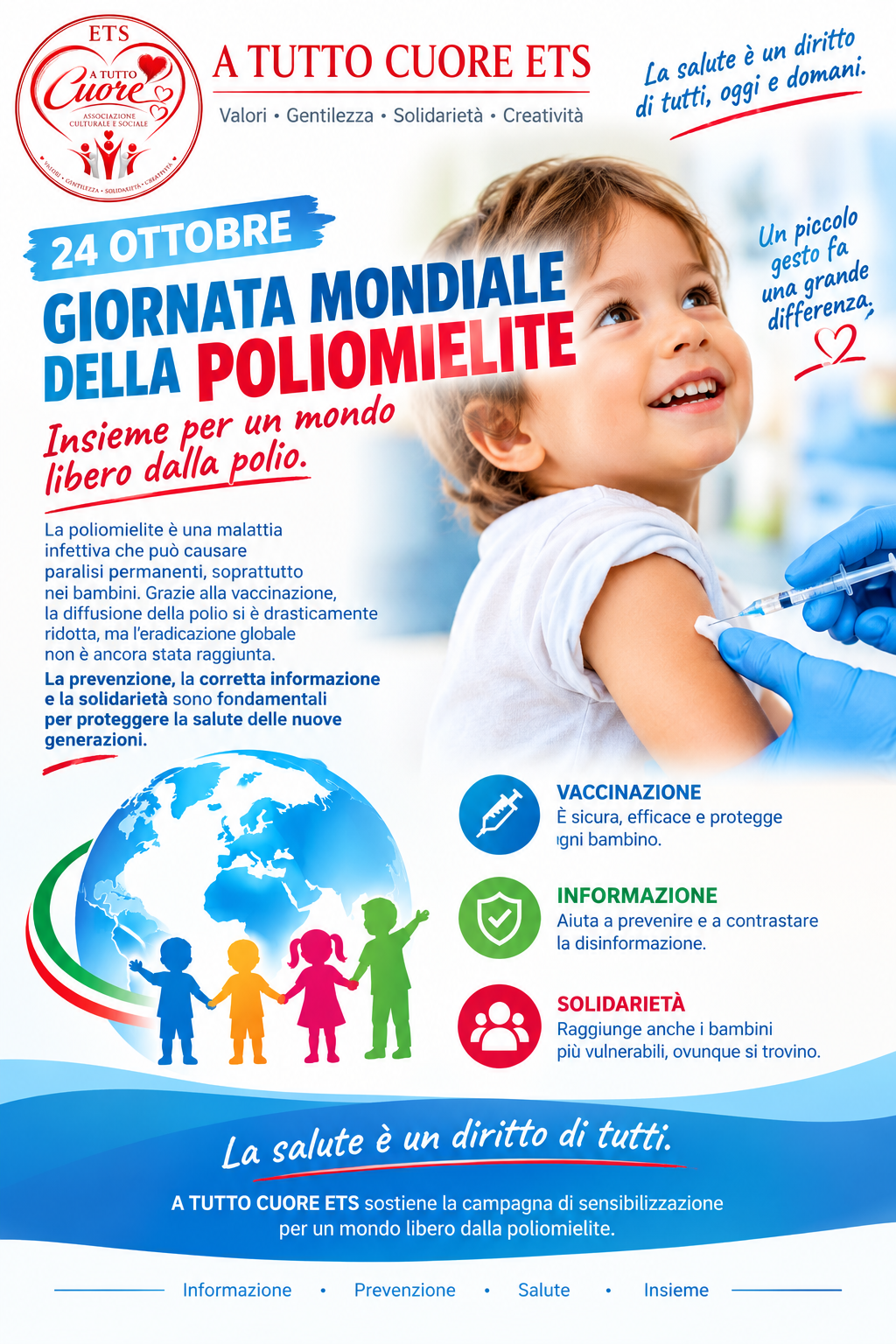 Locandina prevenzione poliomelite a tutto cuore ets